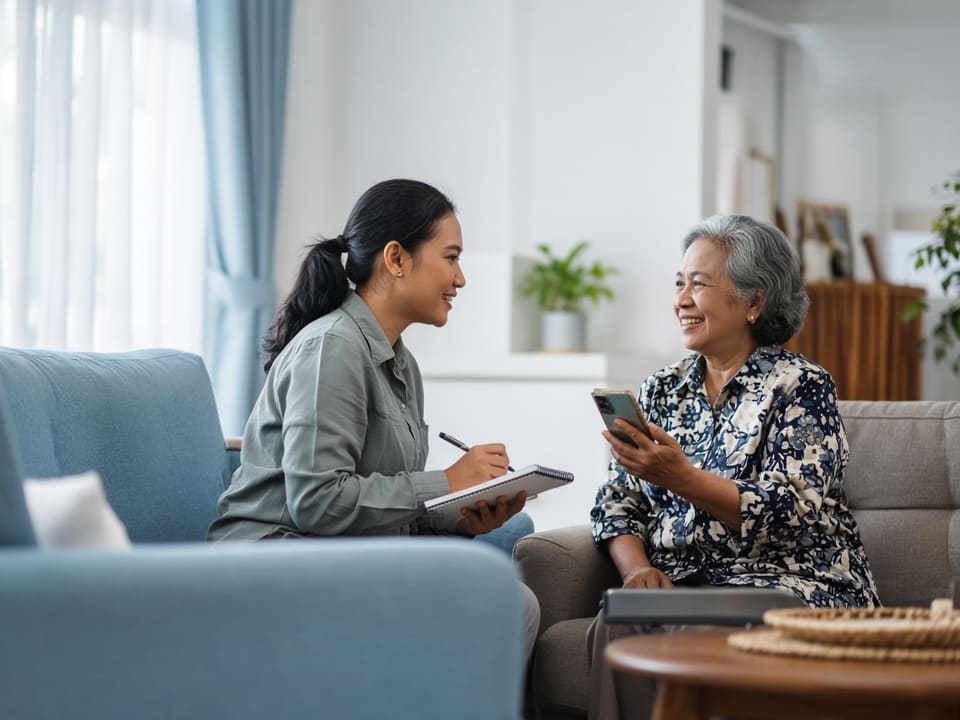 Illustrative photo of an in-home research interview